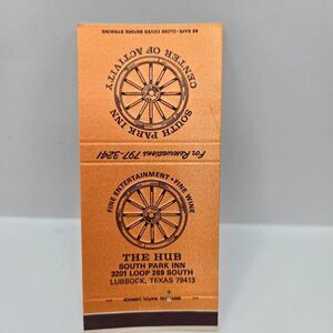 Vintage Matchcover The Hub South Park Inn Lubbock Texas